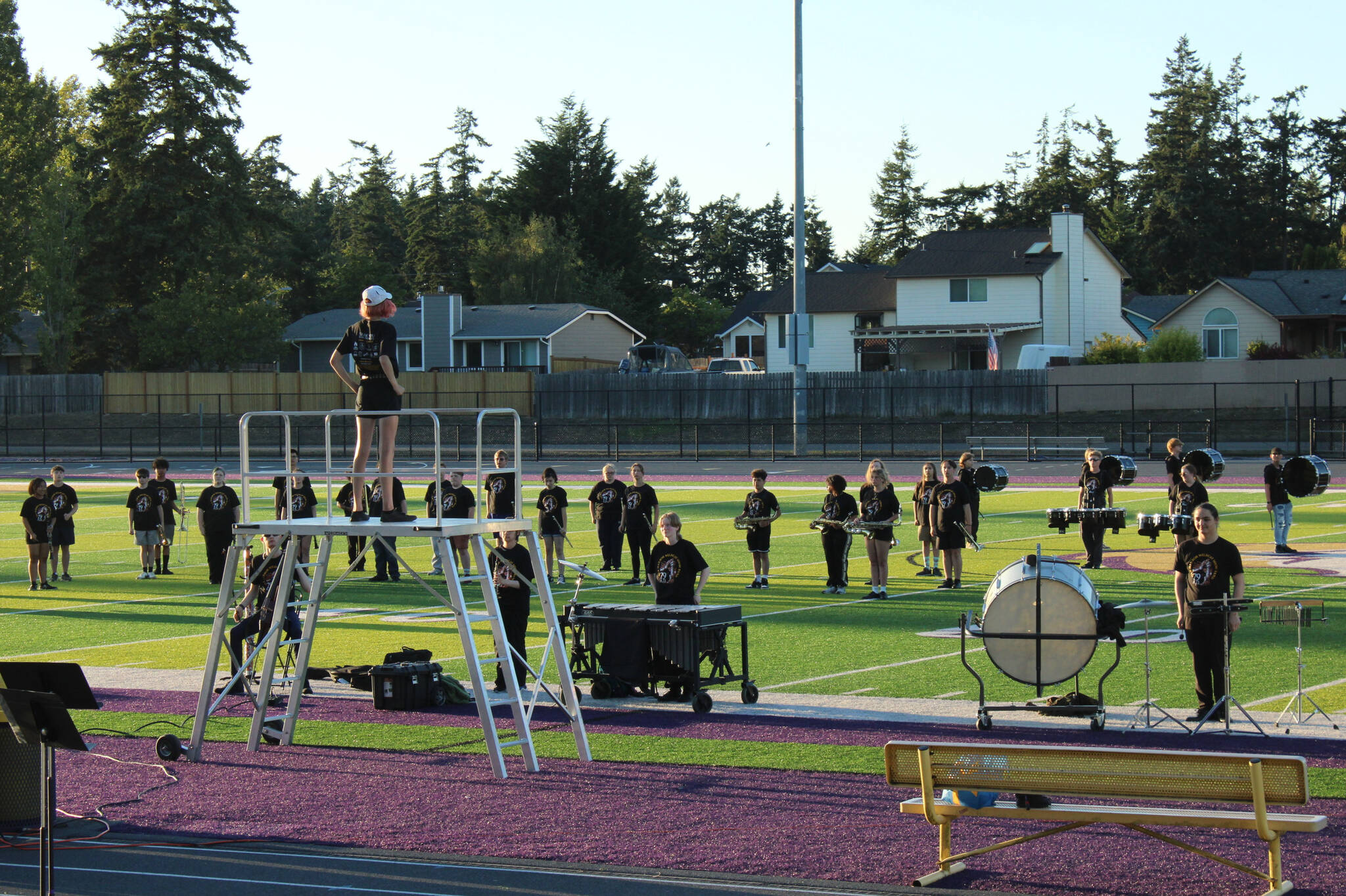 Photo by Allyson Ballard
The Oak Harbor High School Show Band, including Giugliano and Price, had a preview performance on Friday in preparation of the upcoming school year.