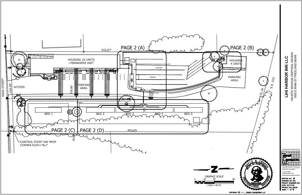 (Image provided by the Low Income Housing Institute) This site plan for the Harbor Inn shows the addition of individual water meters to each unit, a requirement of Freeland Water and Sewer District.