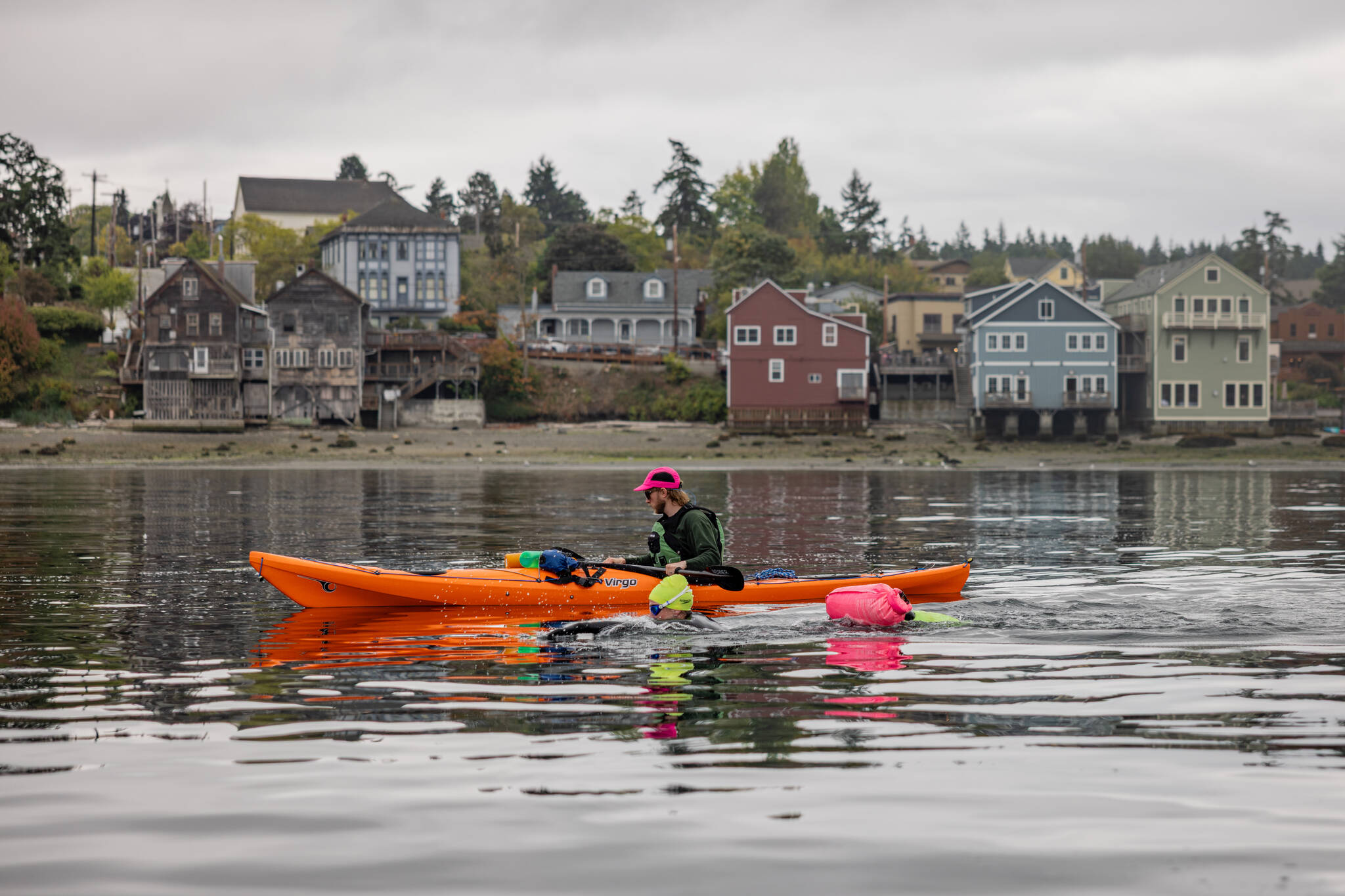 (Photo provided by Sailing with Paul Porter) Swimming from Mueller Beach Access to Long Point meant Nuzzolillo swam alongside notable Coupeville landmarks, like the wharf and waterfront.