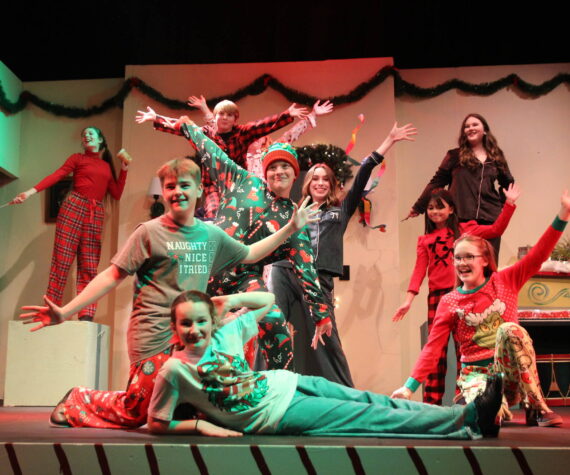 <p>Photo by Marina Blatt</p>
                                <p>The cast decks out in Christmas apparel, their faces smiling like it’s Christmas morning. Built in just six rehearsals, the production showcases the cast’s creativity and dedication.</p>