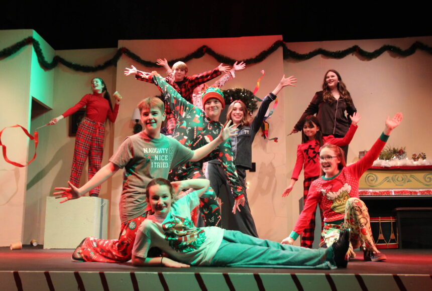 <p>Photo by Marina Blatt</p>
                                <p>The cast decks out in Christmas apparel, their faces smiling like it’s Christmas morning. Built in just six rehearsals, the production showcases the cast’s creativity and dedication.</p>