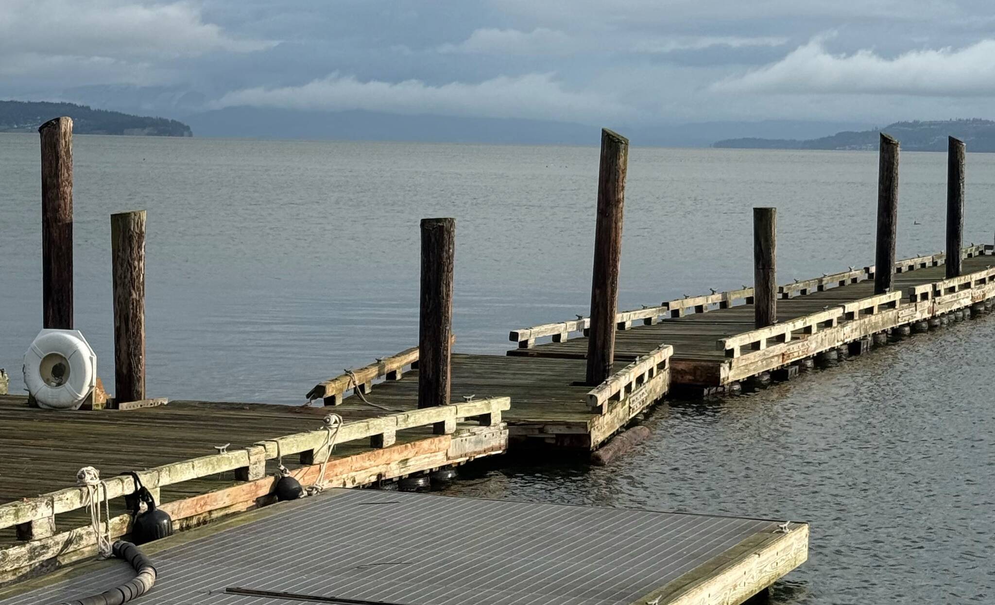 Photo provided by the Port of Coupeville. The massive storm that ripped across Whidbey last week created two large ruptures in the Coupeville Wharf docks frame, affecting the part that is usually accesible by boaters.