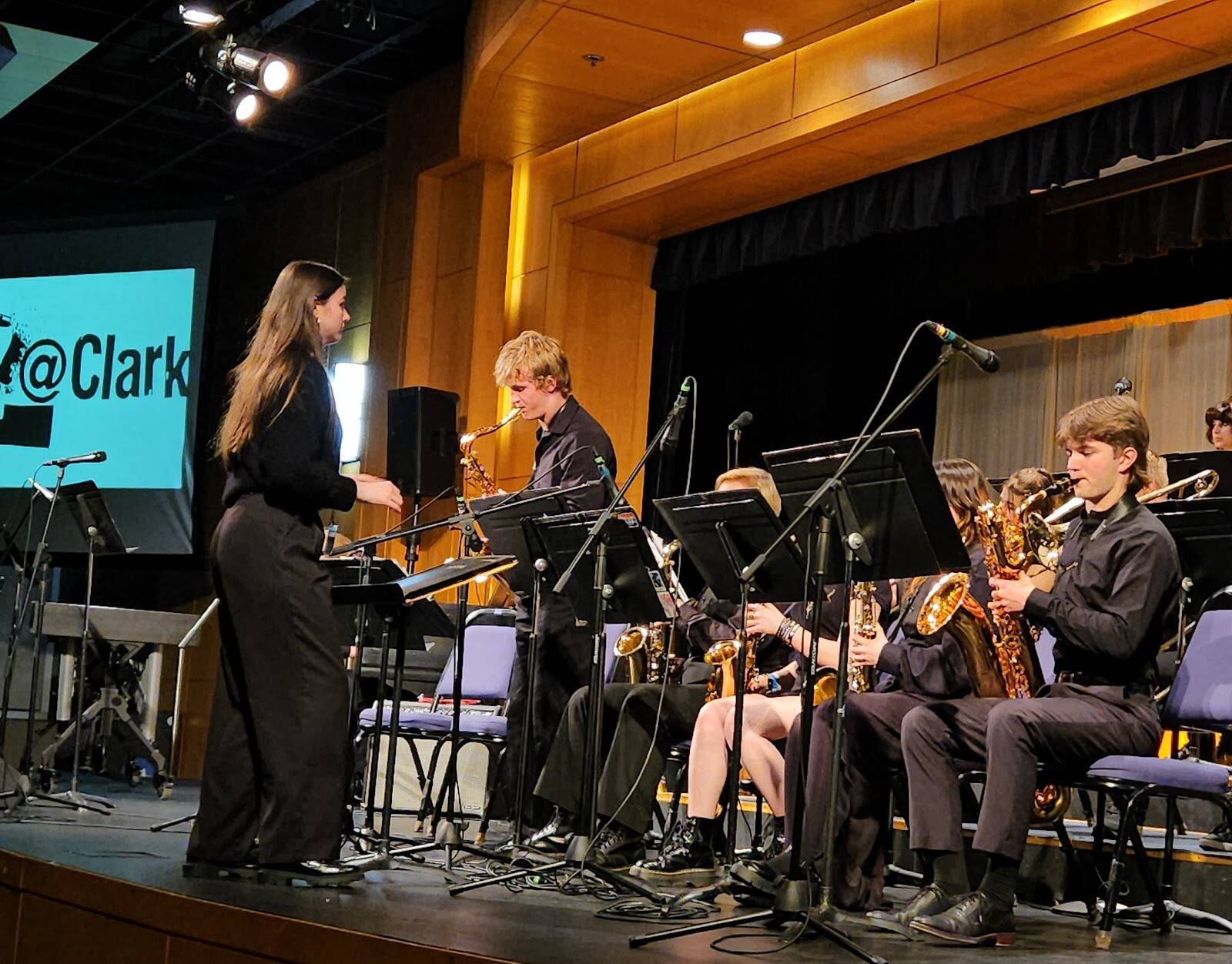Photo provided. The 2025-2026 South Whidbey High School Jazz Ensemble performs at Clark College Jazz Festival.