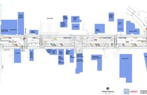 This image shows the revamped Second Street in Langley with a central plaza in the middle