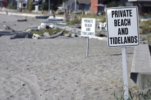 View down the beach from the public boat launch off Robinson Road near Freeland.