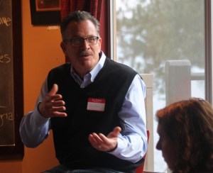 Tim Callison responds to a question at the Langley Chamber of Commerce forum on Oct. 14 at Prima Bistro.