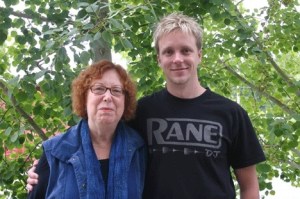 Cancer survivors Kate Stivers and Aaron Dworkin take a moment together in the shade at Bayview Corner.