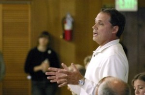 UtiliPoint consultant Bob Bellemare addresses the crowd gathered for the Exchange forum Tuesday night in Clinton.