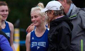 South Whidbey senior Mallorie Mitchem celebrates her state berth with her mother