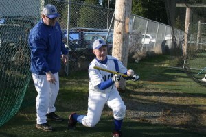 Tom Fallon coaches his son