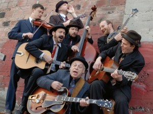 Hot Club Sandwich of Seattle gets ready to swing in Langley at DjangoFest Northwest.