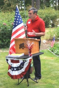 Jeff Lauderdale announces his candidacy for the District 1 seat on the Island County Board of Commissioners on Saturday.