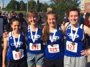 South Whidbey track and field’s girls 4x400-meter relay team claimed fourth place at the class 1A state championships May 26-28 in Cheney. From left to right: senior Kendra Warwick