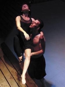 Katy Brooks and Tristan Steel are two of the ensemble of actors who get in the water onstage for “Metamorphoses” at Whidbey Island Center for the Arts in Langley.