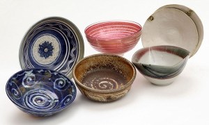 These six bowls are available for purchase through an online auction. All proceeds go to benefit Good Cheer Food Bank.