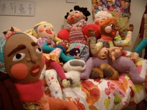 Lucy Brennan’s menagerie of brightly colored soft sculptures