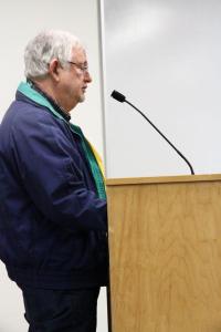 Bill Carruthers of the Kiwanis addresses the Island County commissioners in a meeting about fireworks this week.