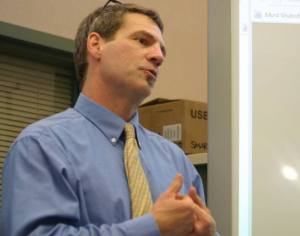 South Whidbey High School Assistant Principal Scott Mauk presents a Nutrition Committee update to the South Whidbey School Board.