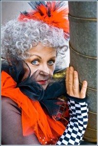 Kathryn Sandy O'Brien poses for photographer Ed Cornachio during a rehearsal for 'Seven Keys to Baldpate' at Whidbey Island Center for the Arts in Langley. She made her costume.
