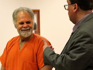Accused Greenbank murderer Robert “Al” Baker speaks with his attorney