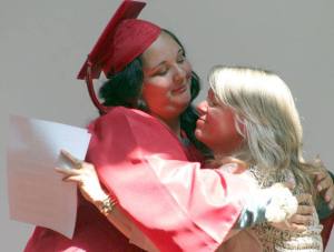 Norah Helley hugs Charlene Ray
