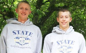 South Whidbey golfers Harrison Price and Shane Thompson.