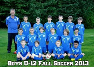 The South Whidbey Islanders U-12 boys soccer team poses for its team picture. In the back row