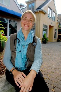 Dr. Annastasia Kovscek poses for a picture in front her soon to be family practice in Langley Village. A lot of work still needs to be done