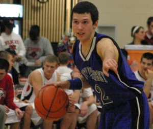 TJ Russell calls out South Whidbey’s offensive set with less than two minutes in the game. Russell scored nine points.