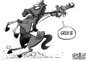 A take on President Obama's troubles reigning in the U.S. economy.