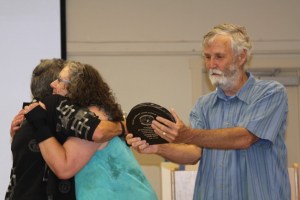 Susan Berta hugs Anna Swartz