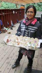 Illiana Lopez Salado shows some of the students’ sugar skulls
