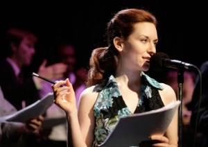 Amy Walker performs in “BBC Murders” at the International Mystery Writers’ Festival in Owensboro