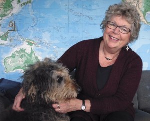 Paula Pugh gives her beloved dog Tabor a scratch. Other pets include two horses