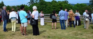 Grace Swanson / The Record Dinner guests tour Freeland’s Farm at Double Bluff before sitting down to a four-course meal as part of the Outstanding in the Field feast. The program introduces people to the “locavore” concept of eating locally-grown sustainable foods.
