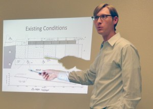 Joel Darnell of Coast & Harbor Engineering reviews the existing conditions of the Possession Beach boat ramp during the Port of South Whidbey regular meeting on Tuesday