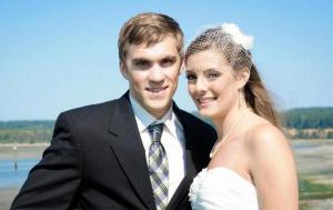 Ryan Rovang and Claire Hardesty are all smiles on their wedding day in Langley.