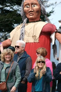 Welcome the Whales paraders of 2009 follow the stream of colorful puppets and people through downtown Langley in celebration of the return of the gray whales.
