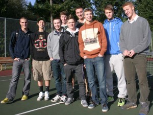 South Whidbey went from zero seniors last season to an embarrassment of riches with nine this year. From left are Mitchell Hughes