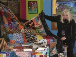 Diane Watts describes her latest project at a recent writers gathering at Rockhoppers in Clinton.