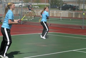 Falcon doubles partners Julia Iversen and Shannon Craig Monday defending