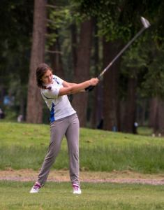 Falcon junior Rosie Portillo tees off during the first round of the state 1A girls golf tournament May 28 at Lake Spanaway Golf Course. Shortly after this hole