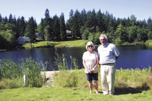 JW and Nancy Lyon let cattails and other fauna grow next to the lake on their property. The geese don’t like to fly over the natural buffer to get to the lawn.