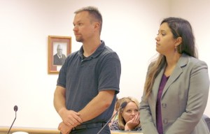 Dylan Jefferies stands in Island County Superior Court on Aug. 31.