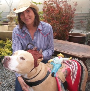 This pitbull named Piglet marched in the annual Mutt Strut held Oct. 20 at Bayview Corner.