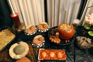 Serving a truly frightful array of Halloween goodies can put the spooky in your party smorgasbord. Top: Pictured from left are T. Bones’ Halloween Intestines