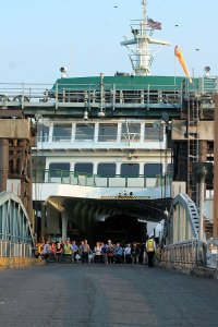 Walk-on passengers prepare to disembark from the Tokitae on Thursday morning.