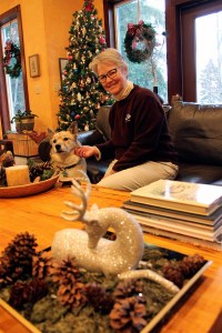 Leslie Stevens decorates her home based on a theme every Christmas. This year’s Woodland Christmas was right at home for her dog.