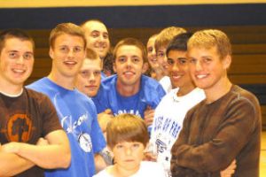 Members of the Birds of Prey spirit group surround Steven Gabelein