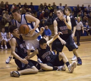 Falcon Parker Barnett smashes through the Cedarcrest defense  Red Wolves Matt Coltom